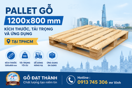 Pallet Gỗ 1200x800 mm: Kích Thước, Tải Trọng Và Ứng Dụng tại TPHCM