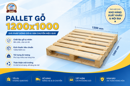 Pallet Gỗ 1200x1000 Là Gì? Kích Thước, Tải Trọng Và Ứng Dụng